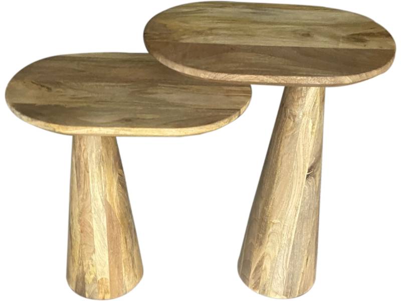 Wooden Sofa Side Table Set of 2