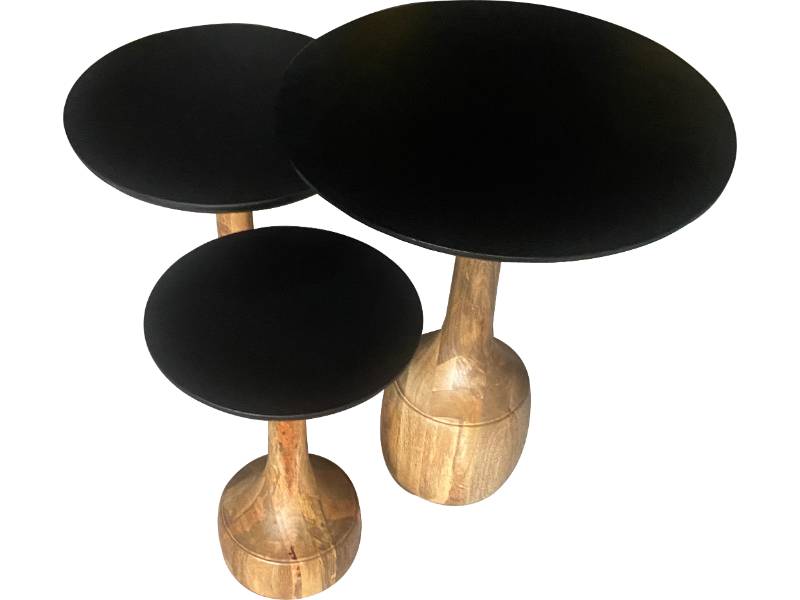Wooden Sofa Side Table Set of 3