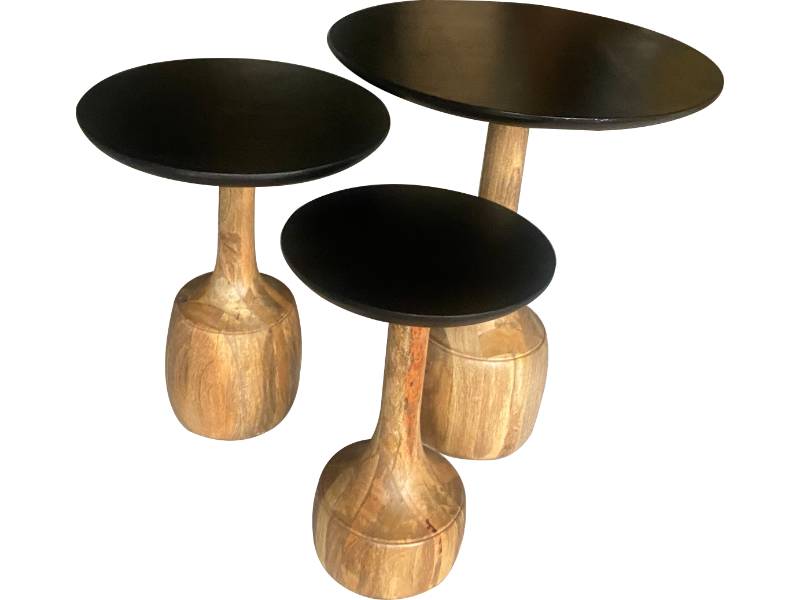 Wooden Sofa Side Table Set of 3
