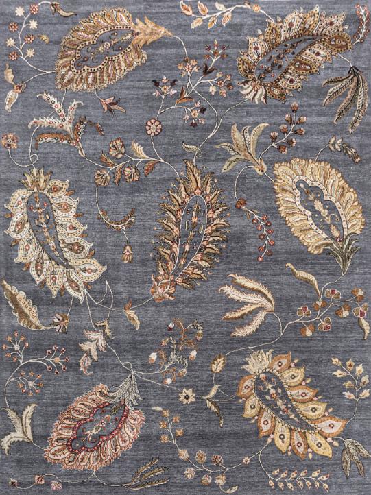 Hand Knotted Transitional Wool & Silk Carpet