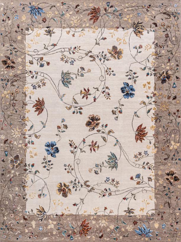Hand Knotted Transitional Wool & Silk Carpet