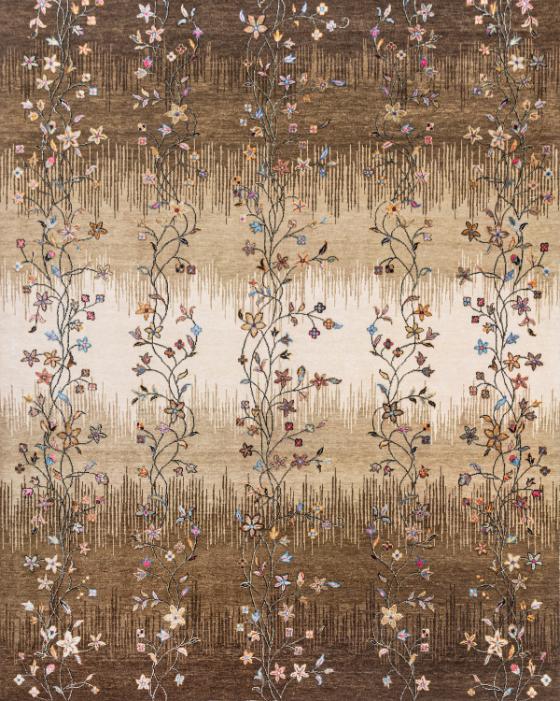 Hand Knotted Transitional Wool & Silk Carpet