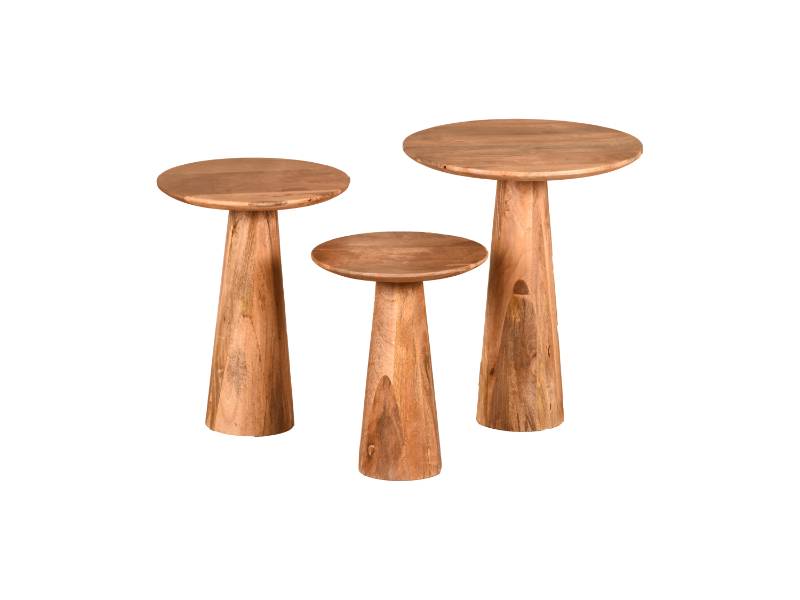 Wooden Side Table set of 3 (Round)