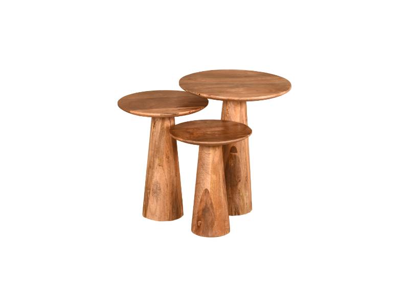 Wooden Side Table set of 3 (Round)