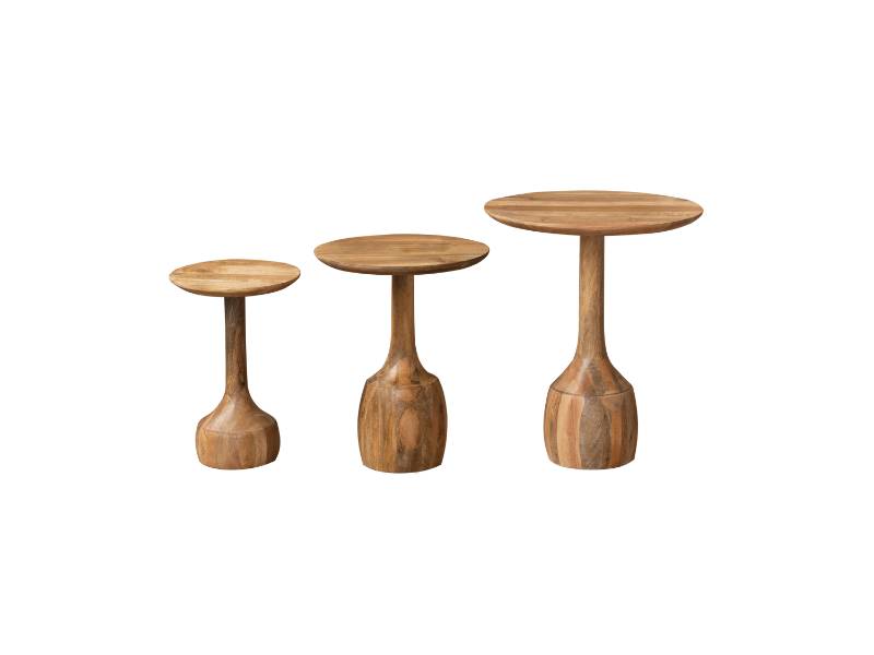 Wooden Side Table Set of 3 (Round)