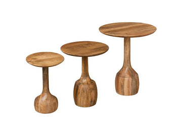 Wooden Side Table Set of 3 (Round)