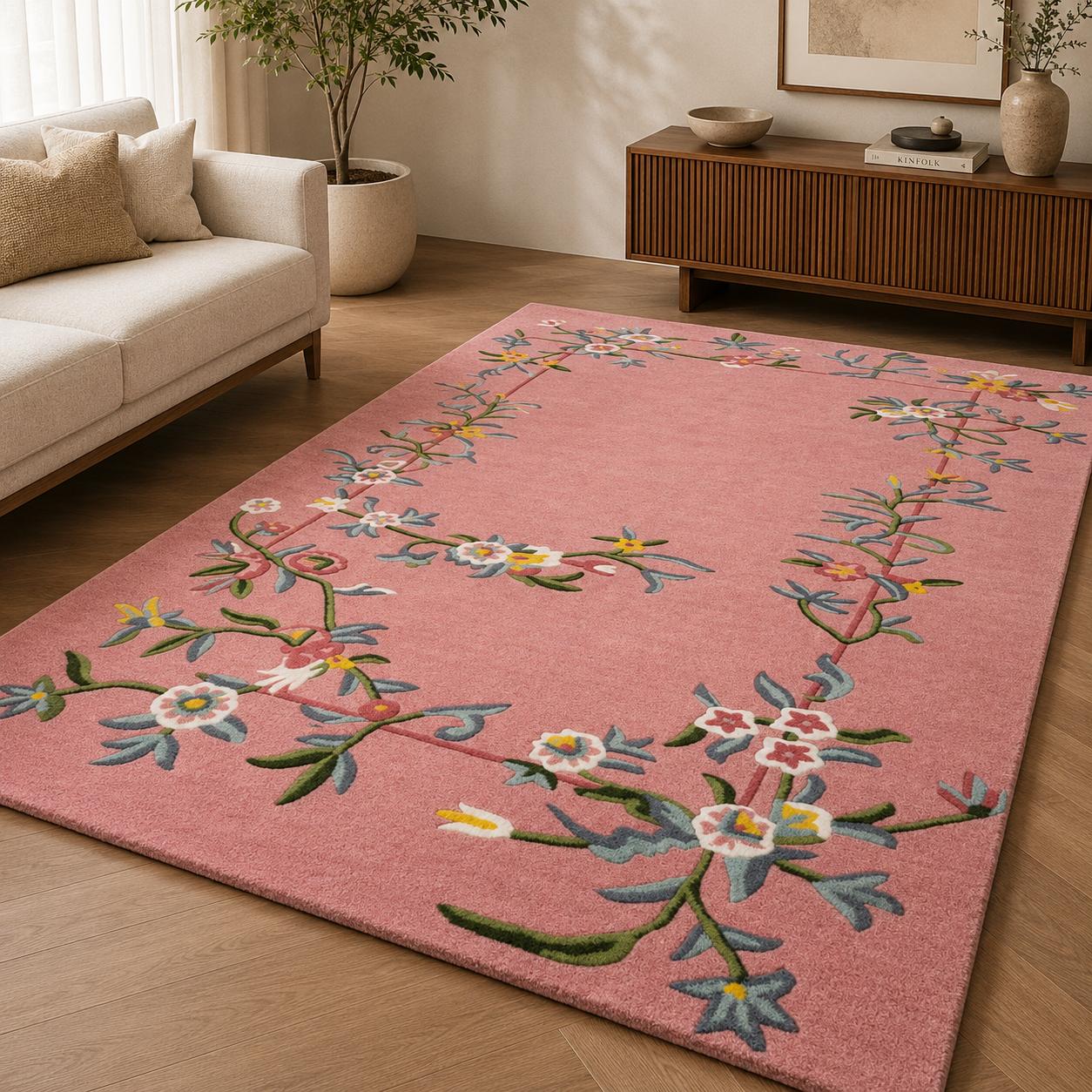 Hand Tufted Rosette Garden Rug